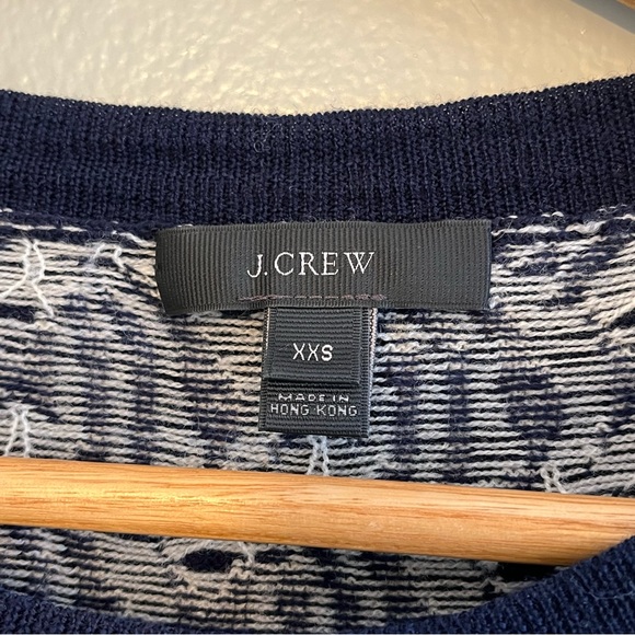 J Crew Womens Vintage Black White Fish Pattern 100% Merino Wool Sweater XXS - Picture 7 of 14